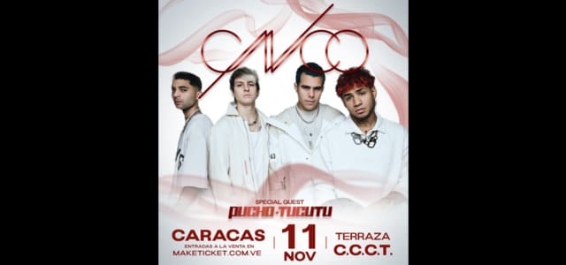 CNCO LLEGARÁ A VENEZUELA EN CONCIERTO EN EL CCCT